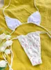 Swimwear pour femmes Bikini licou sexy set triangle maillot de bain femmes plies maillot de bain bandage à coupe haute couture de maillot de bain baignade femelle baignade T231215