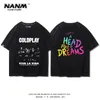 Cold Play Coldplay Band Short Sleeved Men's and Women's Summer Classic Rock Punk High Street Vintag Pure Cotton T-Shirt Trendy