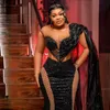 Plus taille aso ebi robes de bal sirène noire illusion sheer coude robe de soirée promrition de fête d'anniversaire pour les femmes de fiançailles noires africaines Pageant AM181