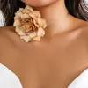 Gargantilla Vintage con flor de rosa grande para mujer, collares de clavícula a la moda para mujer, cadena elegante con flores para el cuello, joyería para mujer, regalo de fiesta de boda