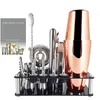 Outils de bar 13 pièces Shaker à Cocktail 750/600 ml 800/600 ml Boston mélangeur en acier inoxydable outils de barman ensemble de barre recette de Cocktail avec support à vin 231214