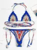 Women's Swimwear Women's Swimwear Lace Triangle Bikinis Thongs Swimsuit Brazilian Biquinis Bandage Beachwear Print Bathing Suit Sexy Bikini Sets T231215