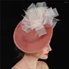 Women Ladies Fashion Fascinator Mesh Flower Hat Hairpin Bride Elegant Headwear Net Floral Hair Accessories Headband Fedora