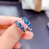 Cluster anneaux de fiançailles Anneau de fiançailles Blue Topaz Gemstone pour femmes Fine bijoux Real 925 Silver Natural Gem Gem Girl Date Date Gift