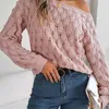 Women's Sweaters Autumn Winter Women Hollow Out Long Sleeve Casual Knitted Sweater Dress Clothes Without Belt