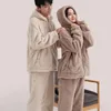 Homens sleepwear 2024 pijama mulheres outono inverno mais veludo acolchoado coral homens usam quente com capuz zíper homewear