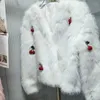 Manteau de tissage de cheveux pour femmes et jeunes fragiles, tempérament de fourrure, fraise, cerise, joli cœur, polyvalent, hiver 2023