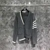 Time Breate TB Cardigan Four Bar v-Neck Thickedle Front and Back不規則なボタントップニットセーター