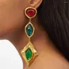 Boucles d'oreilles à dos en laiton et cristal coloré pour femmes, bijoux de luxe de qualité supérieure, cadeau de fête d'anniversaire, Vintage, marque de styliste, 2023