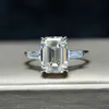 Trouwringen Wong Rain 925 Sterling Zilver Emerald Cut Gemaakt Edelsteen Bruiloft Verlovingsdiamanten Ring Fijne Sieraden Groothandel 231214