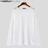 Men's Polos 2023 Men T Shirt Solid Color O-neck Long Sleeve Streetwear Casual Camisetas Transparent Loose Male Thin Tee Tops S-5XL Q231215