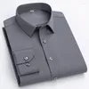 Camicie eleganti da uomo Camicia alla moda a maniche lunghe Stile designer Business Elastico resistente alle rughe Morbido confortevole Classico tinta unita Viola