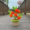 Kerstversiering Kunstmatige Gehaakte Oranje Planten Bonsai Nepbloemen Ingemaakt Voor Slaapkamer Huis Tuin Woonkamer Bureau Buiten Jaar Decoratie 231215
