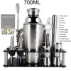 Bar Tools 1-14 Pcs/set 600ml 750ml Stainless Steel Cocktail Shaker Mixer Drink Bartender Browser Kit Bars Set Tools With Wine Rack Stand 231214