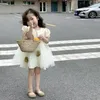 Girl Dresses 2023 Summer Mesh Spring Kids Dress Flower Soft Fashion Beautiful Cute Sweet Design Lace Simple For Girls