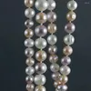 Halskette-Ohrringe-Set, handgeknüpft, 8–9 mm, weiß, rosa, lila, fast rundes Süßwasserperlen-Armband, Modeschmuck