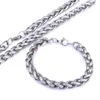 24'' 8 5'' Pure 316L Stainless Steel Silver HUGE 6mm wide wheat Rope chain link Chain Necklace & Bracelet Mens226J