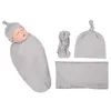 Couvertures 1Set Born Swaddle Wrap avec chapeau coton bébé bébé recevant couverture literie dessin animé mignon sac de couchage pour 0-6 mois