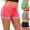 Damesshorts Zomer Sneldrogende sportbroek voor dames Katoenen shorts Contrasterende binding aan de zijkant Elastische taille Casual shorts Yoga ShortL231215