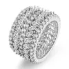 Anello da dito grande fatto a mano in oro bianco riempito con 250 pezzi di diamanti anelli di fidanzamento con fede nuziale per donna uomo gioielli258q