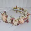 Justerbar elegant brudblommor krans krans krona huvudbonad floral blommor girland bröllop pekband kvinnor fest hårtillbehör