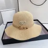 Hållbar strandstrå hattar kvinna sommar vintage utomhus solskydd designer cap fast färg andningsmössor bandage breda brim br208u