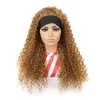 yielding Ice silk hair band wig head cover female chemical fiber deep curly long hair head cover brown wig head cover