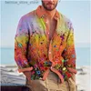 Men's Polos 2023 New Fashion Men's Shirt Button Lapel Shirt Casual Designer Flower Print Long Sleeve Tops Men's Clothing Cardigan S-6XL Q231215