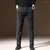 Calças masculinas 2023 outono clássico trabalho estiramento algodão cintura elástica negócio fino ajuste grosso casual carga calças masculinas