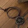 Anhänger Halsketten Dharma Rad des Lebens Samsara Bronze Amulett Buddhistischer Talisman Halskette für Frauen Männer Dharmachakra Buddhismus