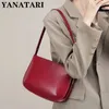 Worki wieczorowe Yanatari oryginalna skórzana torba na czerwone ramię Kobieta Minimalistyczna torba crossbody Cowhide torebki żeńskie torba luksusowa torba pachy 231213