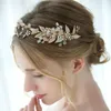 Hair Clips Delicate Hand Wired Gold Color Leaf Crown Wedding Tiara Accessories Floral Women Headpiece Bridal Hairband