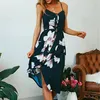 Casual Dresses Bohemian Floral Print Women's Dres Elegant Sleeveless V Neck Spaghetti Strap Shirt Dress Lady Beach Camisole Plus Size 4xl