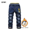 Джинсы бренда GFMY для отдыха, зимние бархатные джинсы для мальчиков, от 3 до 10 лет, сохраняющие тепло, прямые детские штаны 231215