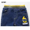 Джинсы бренда GFMY для отдыха, зимние бархатные джинсы для мальчиков, от 3 до 10 лет, сохраняющие тепло, прямые детские штаны 231215