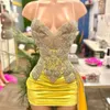 Party Dresses Sexy Yellow Sparkly Diamonds Prom Dress Sweetheart Glitter Crystals Rhinestone Beads Birthday Coctail Gowns Robe De Ball