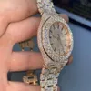 Moissanite Diamond Watch Hip Hop Automatisk handgjorda Moissanite rostfritt stål dingband herrar klocka