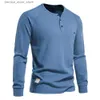 Polos hommes AIOPESON Waffle Henley T-shirt hommes à manches longues de base respirant hommes hauts t-shirts nouveau automne couleur unie t-shirt pour hommes Q231215