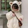 Пуховое пальто для малышей, детские парки, куртки, зимняя модная флисовая утепленная куртка, верхняя одежда для мальчиков и девочек, одежда с мультяшным медведем для младенцев