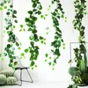 Dekorativa blommor 1,8 m/1,5 m Artificial Plant Vine Climbing Tiger Stripe Haitang Evergreen Green Rose Leaf Tak bröllopsfest dekoration