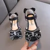 Flat shoes Summer Princess Flats Shoes Rhinestones Bow Girls Party Footwear Children Sandals Kids Colorful Sequins Sandals Toddler 231215