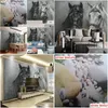 Обои на заказ P O Mural 3D Креативная ручная роспись Черно-белая лошадь Спальня Кабинет Гостиная Украшение стен Painti Homefavor Dhmgy