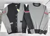 Taobao Tb Grey Block Color Cardigan Sweater Couple V-Neck Knitwear Coat