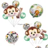 Décoration de fête 1set dessin animé animal brun singe air ballon d'hélium zoo safari ferme thème décorations d'anniversaire enfants baby shower T29 DHL8L