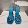 Sandali firmati Donna Marchio di lusso Scarpe in pelle verniciata con strass Tacchi alti a forma di T alla moda con diamanti Scarpe classiche in pelle di girasole a forma di goccia