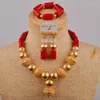 Necklace Earrings Set One Row Choker Coral Beads Jewelry Orange / Red White Color Bridal Nigerian Wedding African