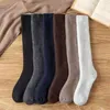 Herensokken 5 paar/heren Winter Fleece Kniekousen Effen Verdikte Warme Harajuku Kousen Zacht Comfortabel Pluche Warmtecompressie Sokken 231215