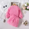 Clothing Sets 1 6Y Toddler Kids Baby Girls Clothes Long Sleeve Ribbed Pullover Tops Fuzzy Fleece Skirts 2PCS Outfits Winter 231215