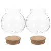 Storage Bottles 2 Pcs Glass Jar Candy With Lid Canisters Airtight Lids Tea Pot Container Wooden Containers