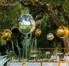 Boule de miroir gonflable géante argentée xygonflable, sphère suspendue disco pour la décoration de noël